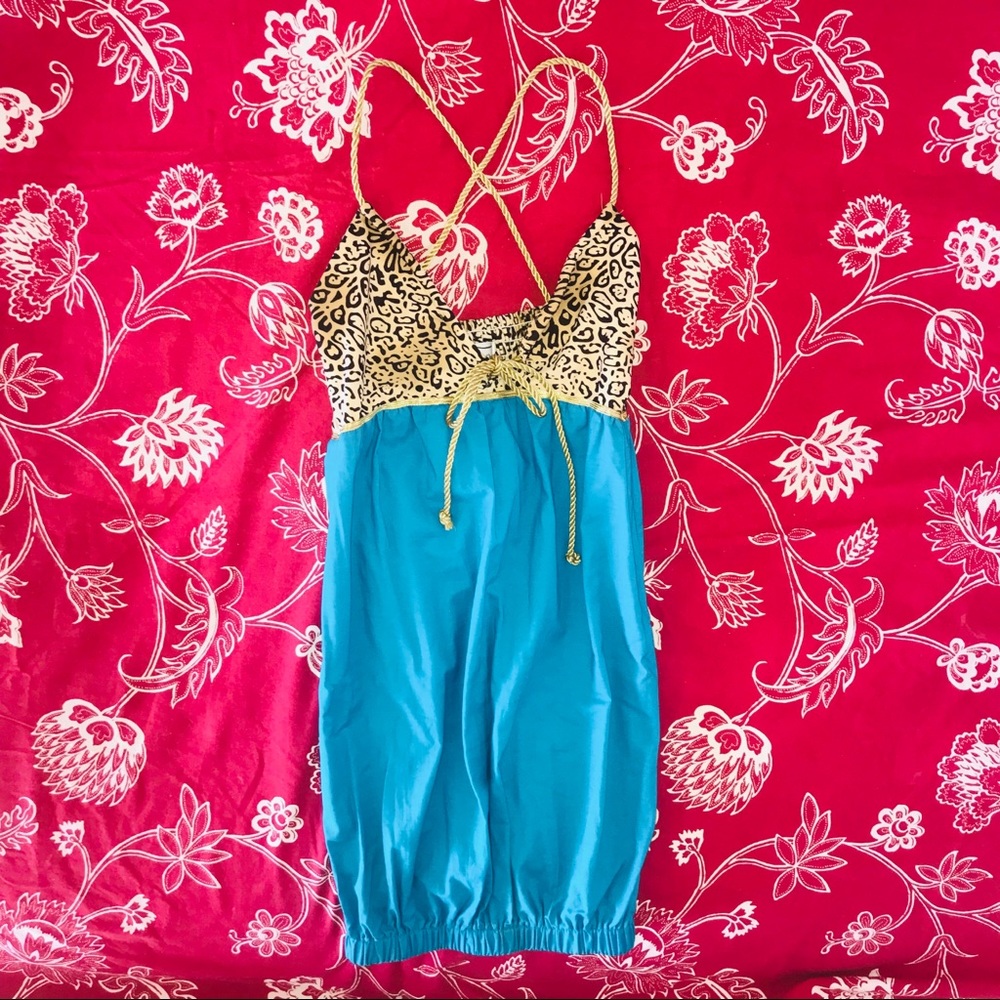 Roberta Oaks Turquoise Leopard Dress